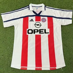 Bayern München 2000 - 2001 Auswärts-Retro-Trikot - Weiß und Rot