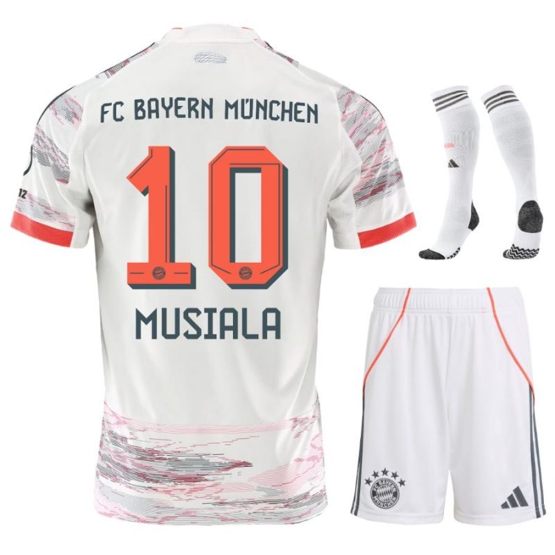 Kit d'enfant MUSIALA Bayern Munich 2025/26 extérieur - Blanc