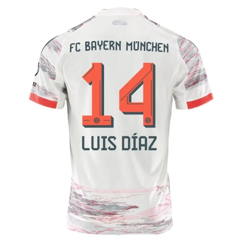 Bayern Monaco LUIS DIAZ Completo Bambino Maglia Away 2025/26 - Bianco