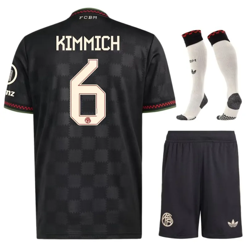Bayern München KIMMICH 2025/26 Drittes Kindertrikot-Set - Schwarz