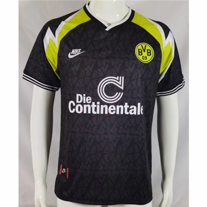 Borussia Dortmund camiseta de visita retro 1995 - 96, negro y amarillo