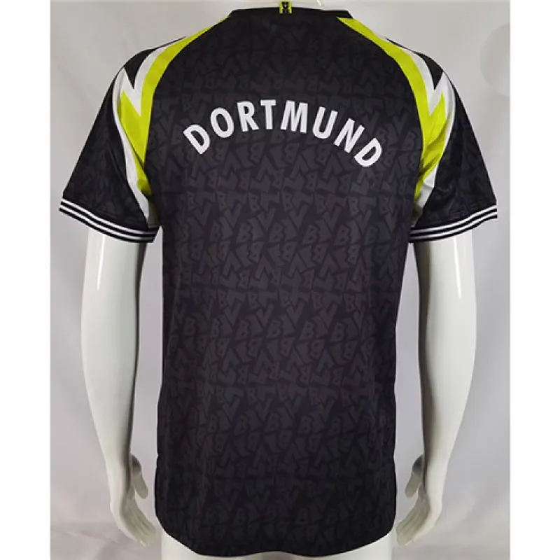 Borussia Dortmund camiseta de visita retro 1995 - 96, negro y amarillo