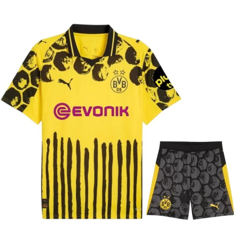 Camiseta local infantil + pantalones cortos de la Copa Mundial de Clubes 2025 de Dortmund - Amarillo