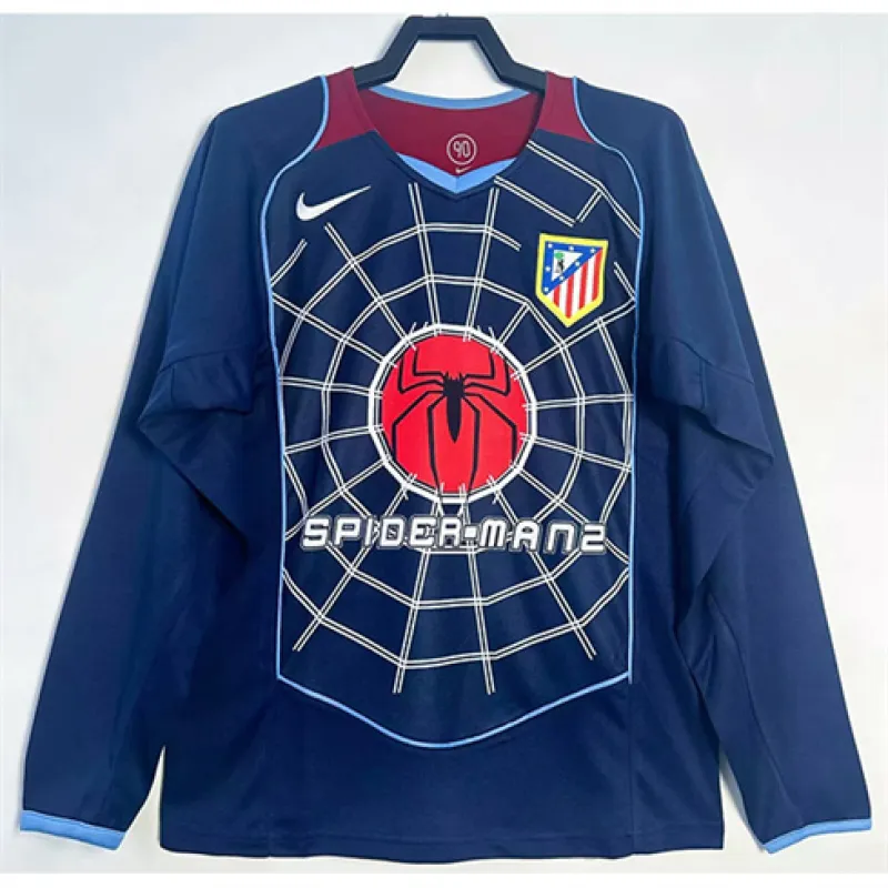 Atletico Madrid Retro Long-Sleeved Jersey 2004/05 Away - Blue