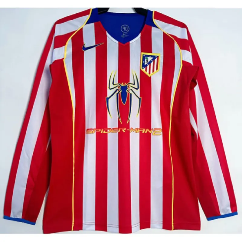 Atletico Madrid Retro Long-Sleeved Jersey 2004/05 Home - Red/White