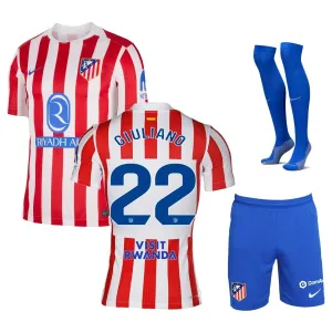 Giuliano Atlético Madrid 2025/26 Kids' Home Jersey Set - Red/White