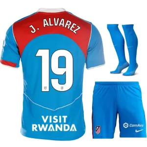 Atlético Madrid J.ALVREZ 2025/26 Conjunto de Camiseta Tercera para Niños - Azul