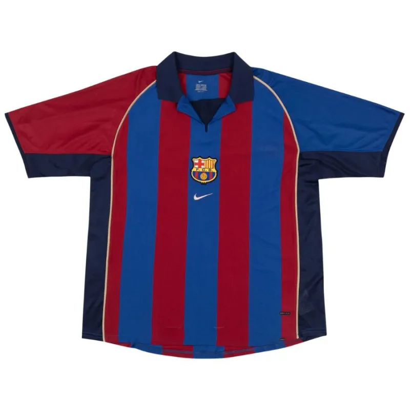 Barcellona 2001/02 Maglia Casa Retro - Rosso/Azzurro