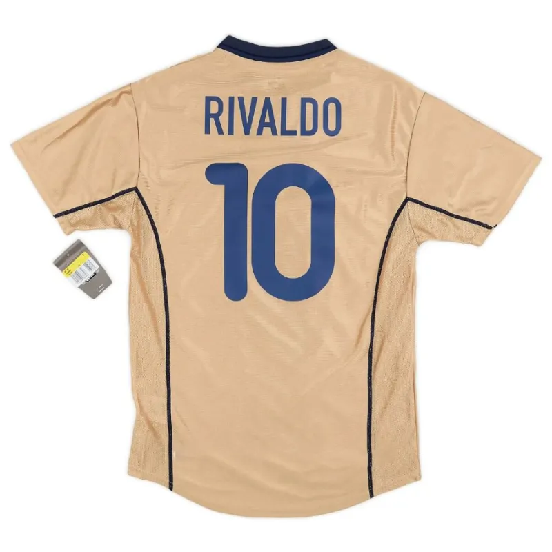 Barcellona RIVALDO 2001/02 Maglia Fuori Casa Retro - Giallo
