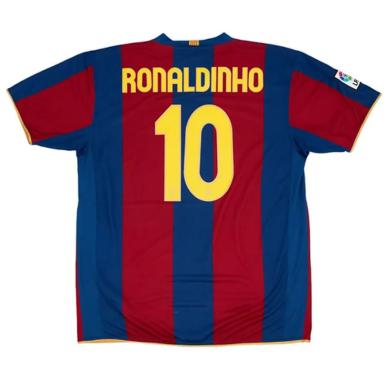 Barcelona RONALDINHO 2007/08 Retro Home Jersey - Red/Blue