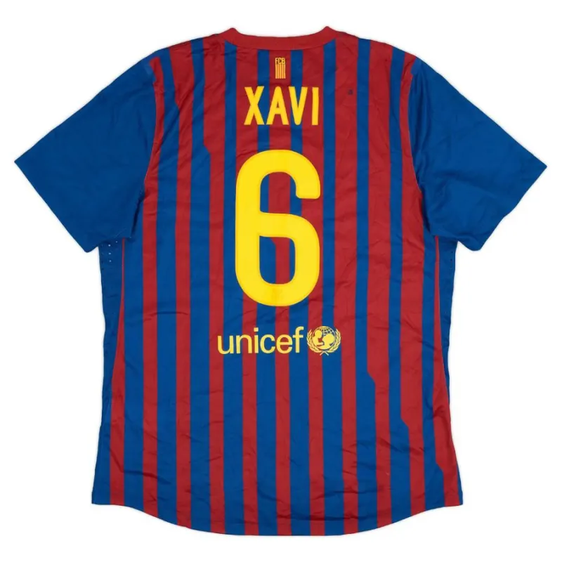 Barcelona XAVI 2011/12 Retro Home Jersey - Red/Blue