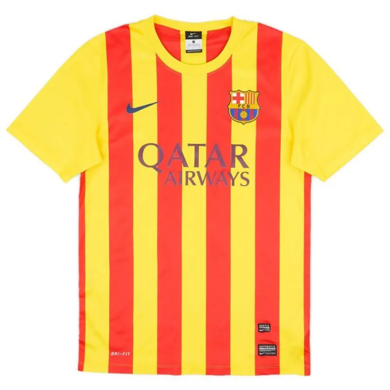​​Maglia esterna retro del Barcellona 2013/14 - Rosso/Giallo​​