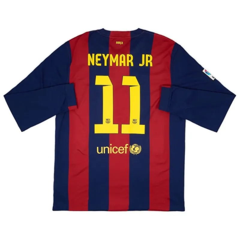 Maglia Casa Retrò a Maniche Lunghe NEYMAR 2014/15 del Barcellona - Rosso/Blu