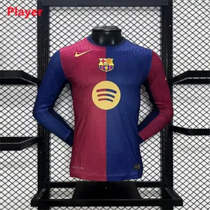 Maillot à manches longues de la version joueur du domicile du FC Barcelona 2024/25 - Rouge/Bleu