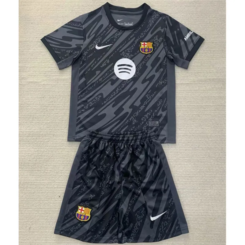 FC Barcelona Kinder Torwarttrikot und Shorts 2024/25 - Schwarz