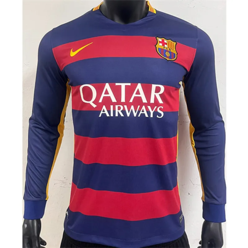 FC Barcelona Retro Long-Sleeved Jersey 2015/16  Home - Red/Blue