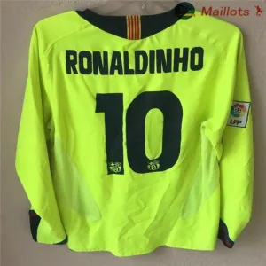 No.10 Ronaldinho FC Barcelona Retro Long-Sleeved Jersey 2005/06 Away - Green