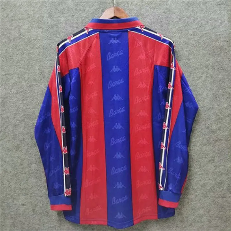 Maillot rétro à manches longues du FC Barcelona 1996/97  domicile - Rouge/Bleu