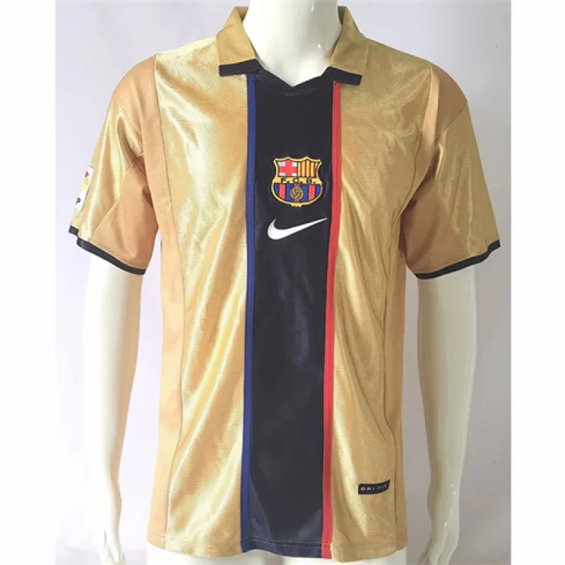 FC Barcelona Retro Jersey 2001/02 Away - Gold