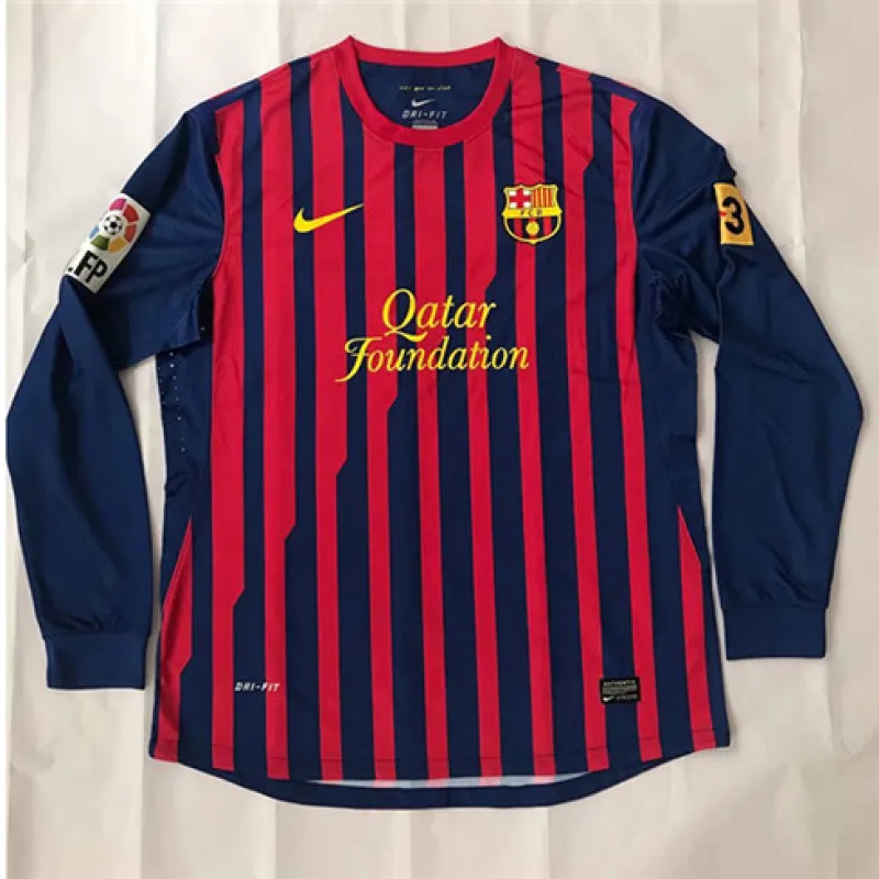 FC Barcelona Retro Langarm-Trikot 2011/12 Heimspiel - Rot/Blau