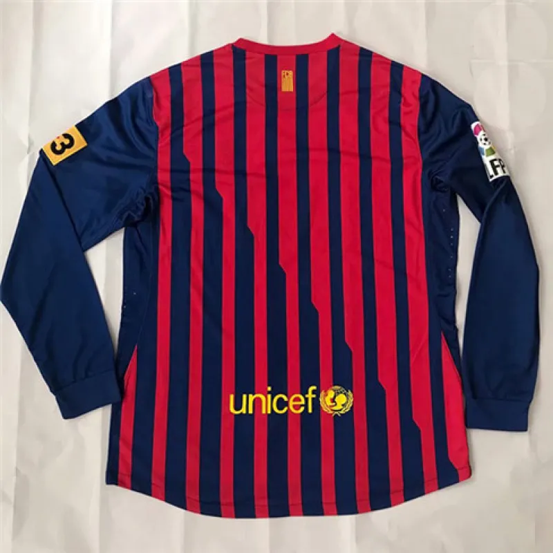 FC Barcelona Retro Langarm-Trikot 2011/12 Heimspiel - Rot/Blau