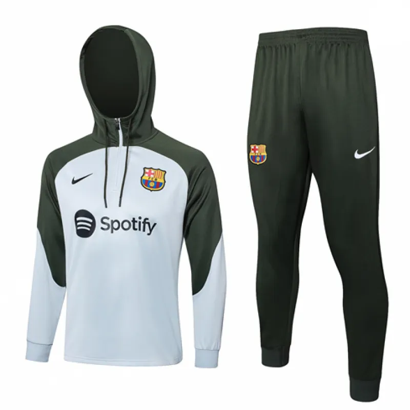 Habillement de sport à capuche du FC Barcelona 2024/25 - Gris clair