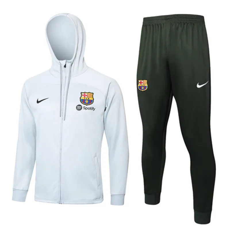 Giacca sportiva con cappuccio del FC Barcelona 2024/25 - Grigio chiaro