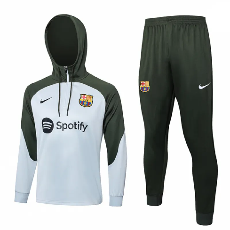 Abbigliamento sportivo con cappuccio per bambini del FC Barcelona 2024/25 - Bianco