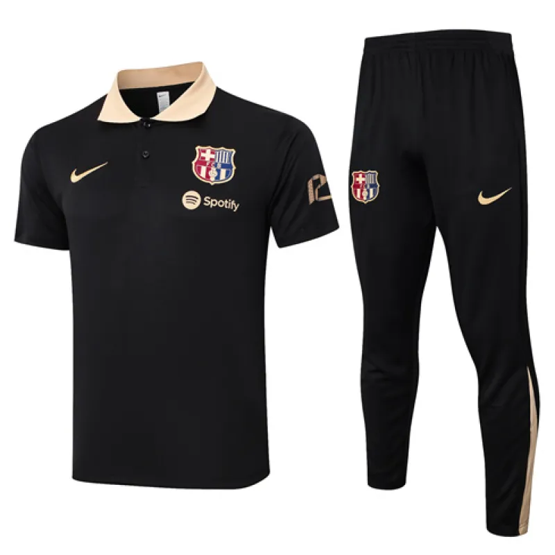 Chemise Polo d'entraînement + Pantalon du FC Barcelona 2024/25 - Noir