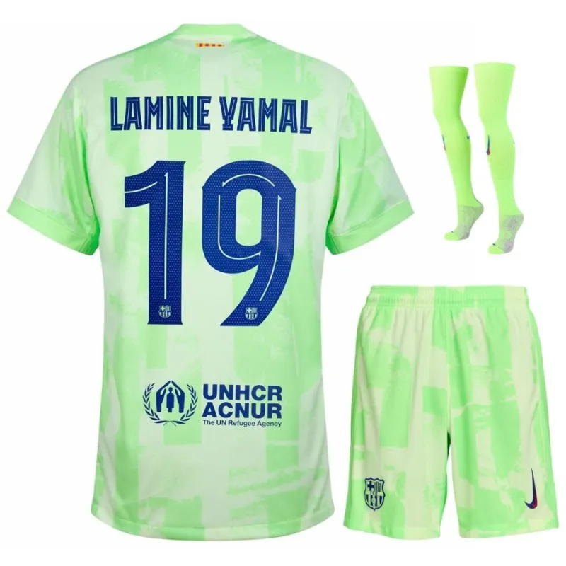 Kit bambino terza del FC Barcelona LAMING YAMAL 2024/25 - Verde