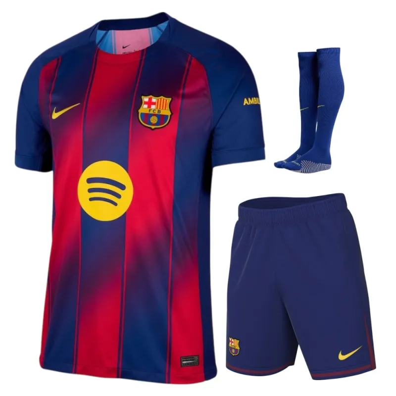 Set de camiseta local infantil del Barcelona 2025/26 - Rojo/Azul