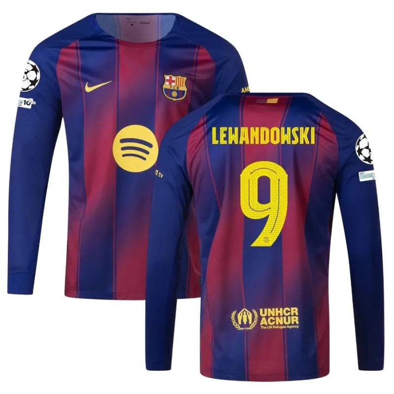 Maglia Barcellona Casa Maniche Lunghe UCL 2025/26 LEWANDOWSKI