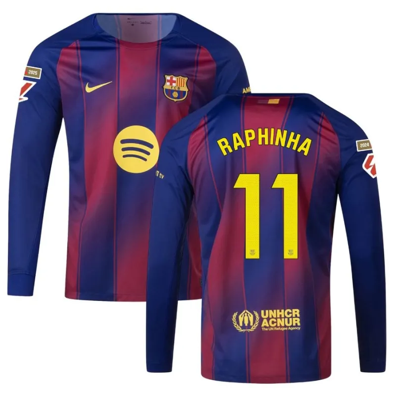 Maglia Barcellona Casa Maniche Lunghe 2025/26 RAPHINHA