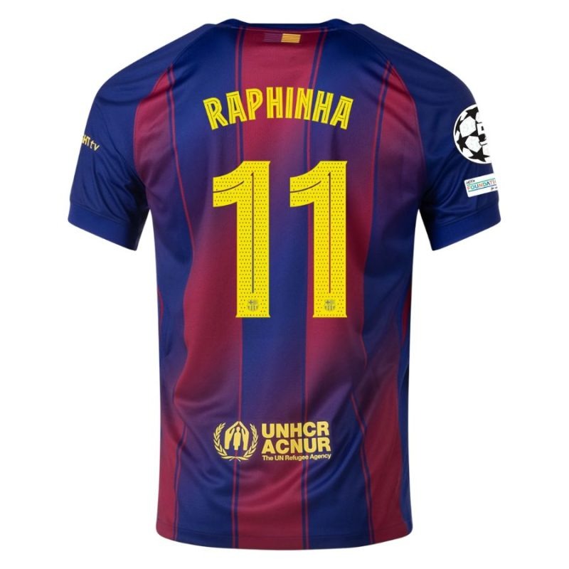 Barcelona RAPHINHA 2025/26 Home UCL Kids' Jersey - Red/Blue