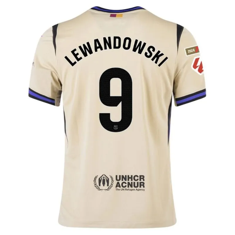 Barcelona LEWANDOWSKI 2025/26 Kids Away Kit Jersey - Beige