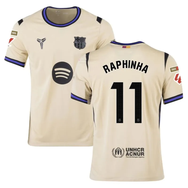 Barcelona RAPHINHA 2025/26 Kinder Auswärtstrikot - Beige