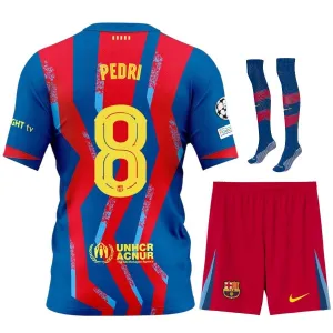 Barcelona PEDRI 2025/26 Fourth Kids Kit Jersey - Blue/Red
