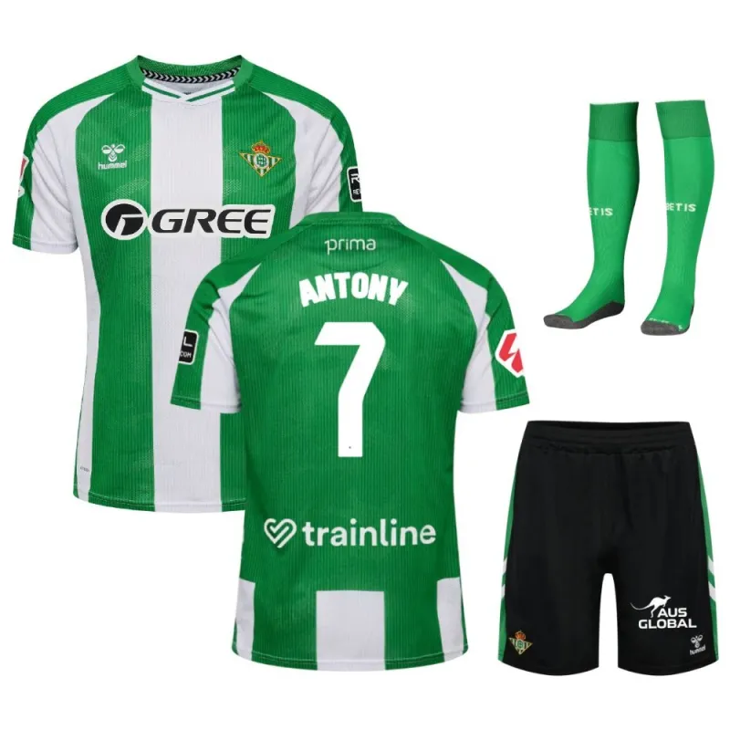 Antony Set di maglia infantile di casa del Real Betis 2025/26 - Verde/Bianco
