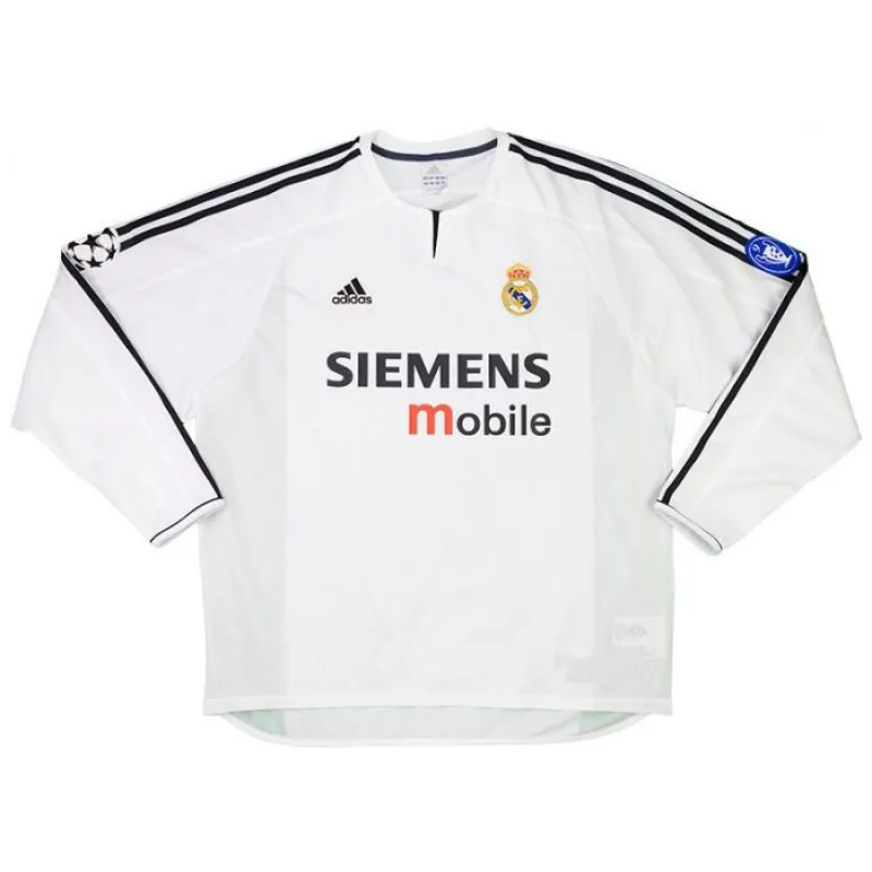 Real Madrid FIGO 2003/04 Camiseta retro de casa de manga larga - Blanca