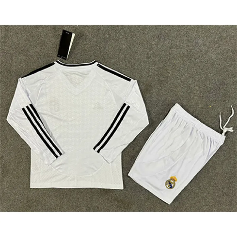 Real Madrid Kids' Long-sleeved Jersey + Shorts 2024/25 Home - White