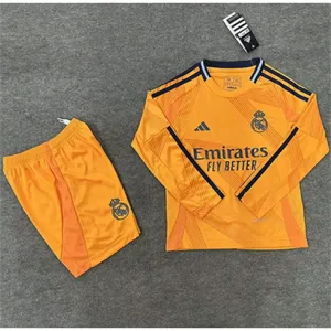 Real Madrid Camiseta de mangas largas y pantalones cortos para niños 2024/25 De visita - Anaranjado