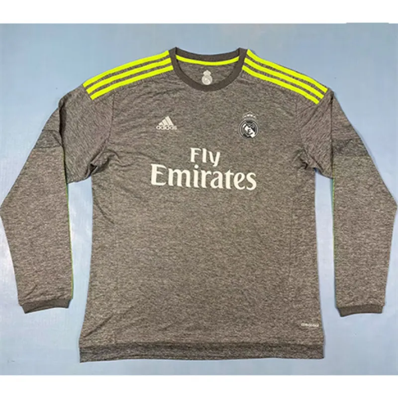 Real Madrid Long-Sleeved Retro Jersey 2015/16 Away - Grey