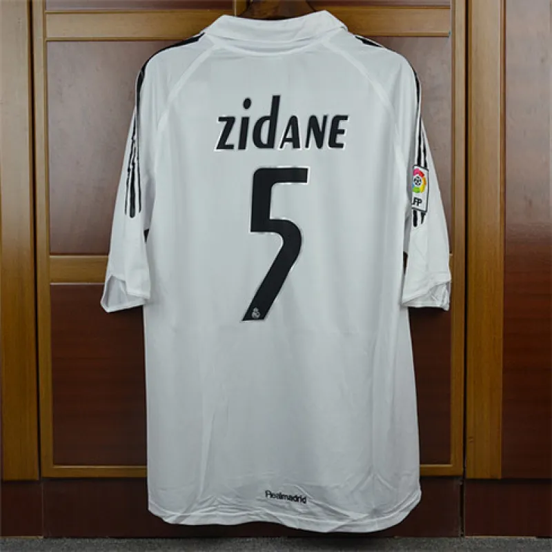No.5 Zinedine Zidane's Real Madrid Retro Jersey 2005/06 Home - White