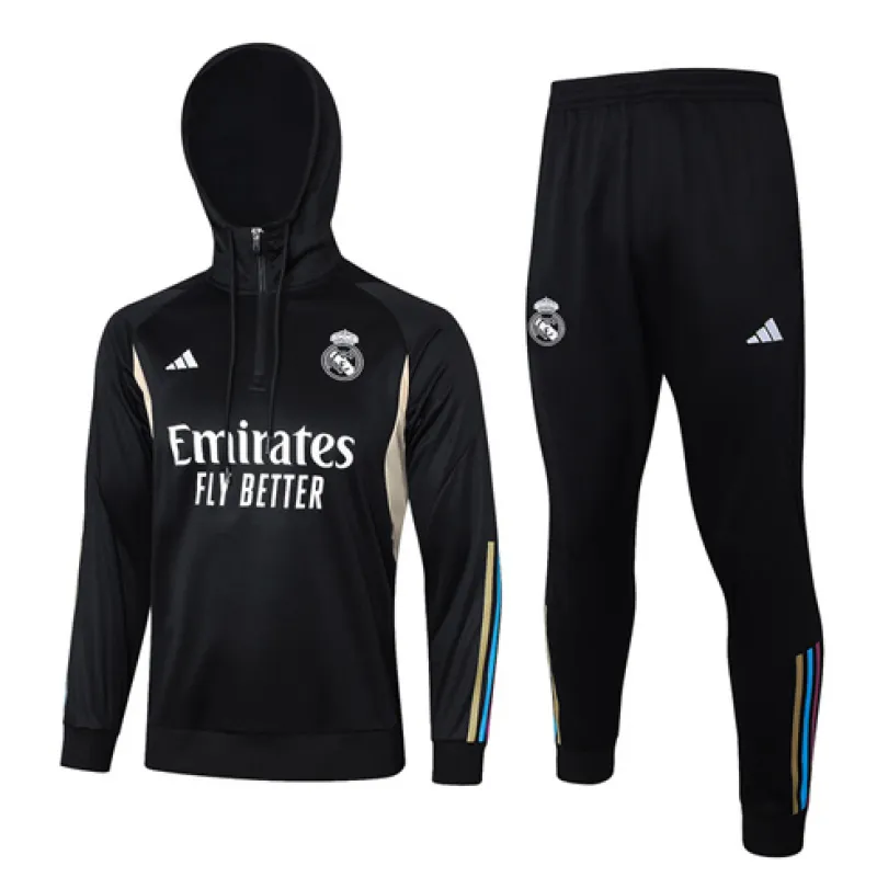 Abbigliamento sportivo con cappuccio del Real Madrid 2024/25 - Nero