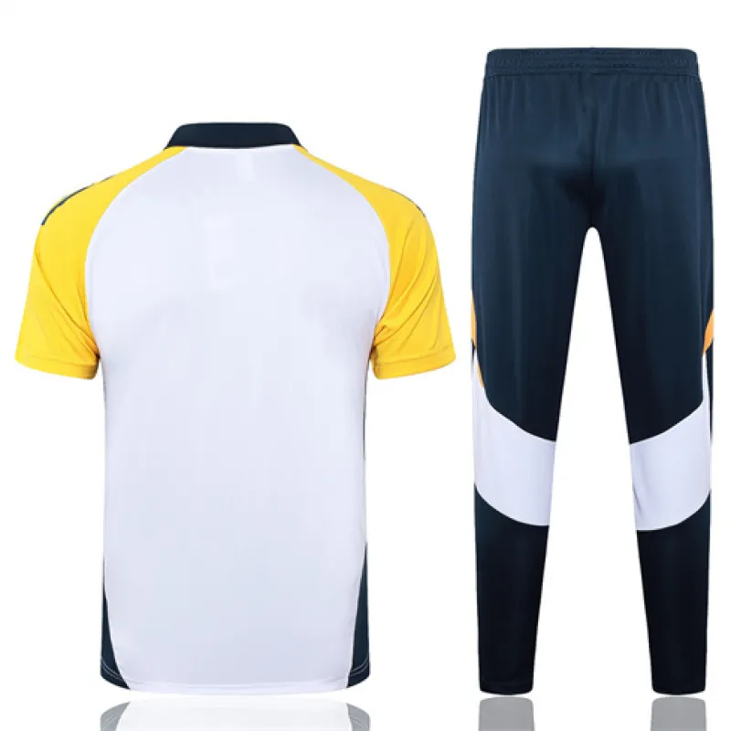 Real Madrid 2024/25 Trainings Polo Shirt und Hose Weiß Set