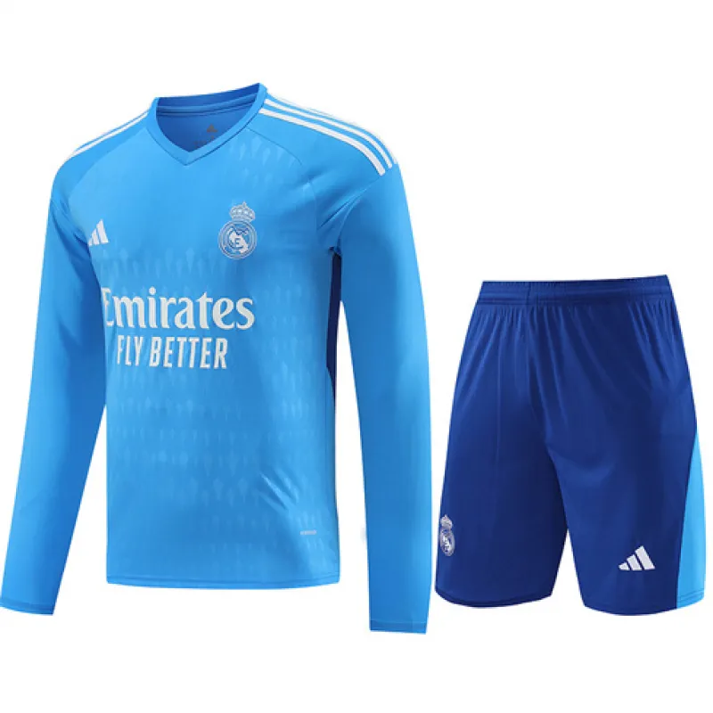 Real Madrid Torwart Langarm-Trainingsjersey + Shorts 2024/25 - Blau