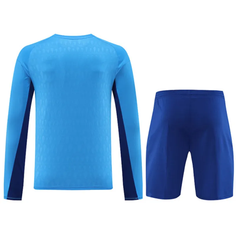 Real Madrid Torwart Langarm-Trainingsjersey + Shorts 2024/25 - Blau