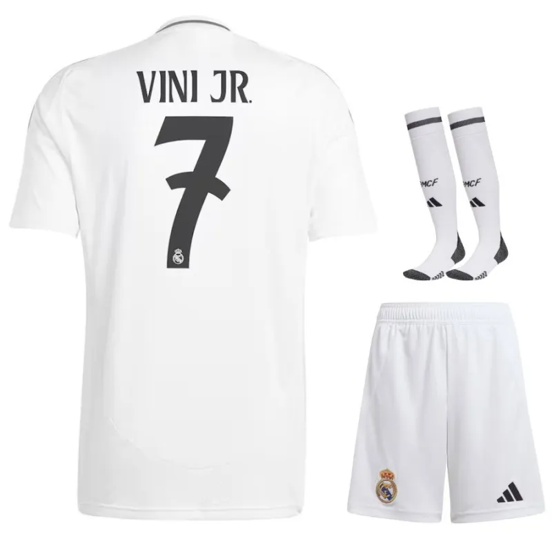 VINI JR - Ensemble de maillot pour enfants de domicile de Real Madrid 2024/25 - Blanc