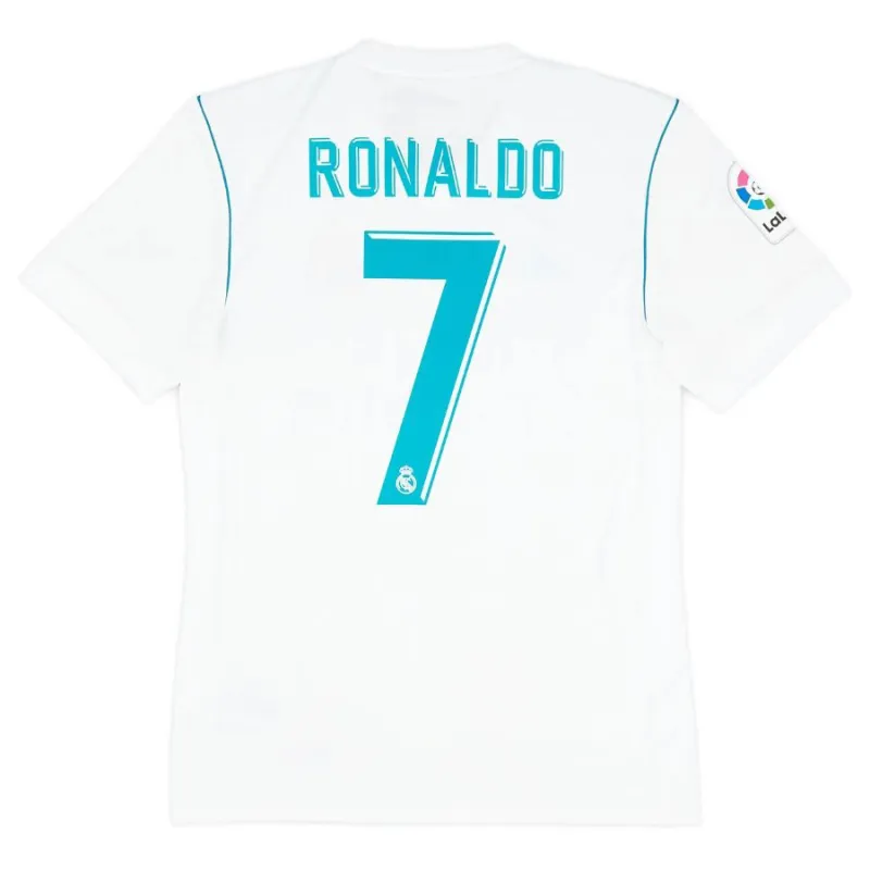 Maillot rétro de Cristiano  Ronaldo pour le Real Madrid, domicile 2017/18 - Blanc