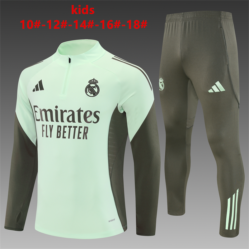 Real Madrid 2025/26 Kids Sports Set light green